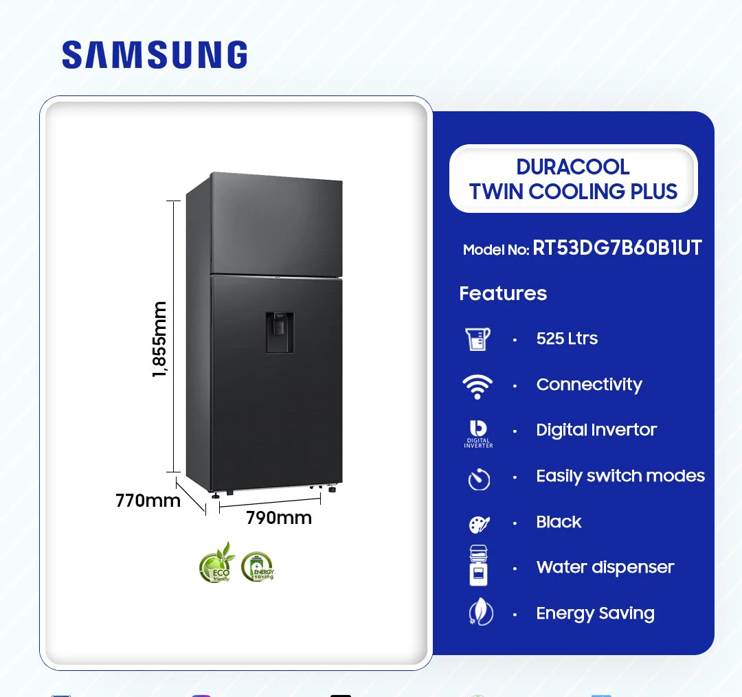 Samsung 525 L Duracool Twin Cooling Plus (RT53DG7B60B1UT) specification and features