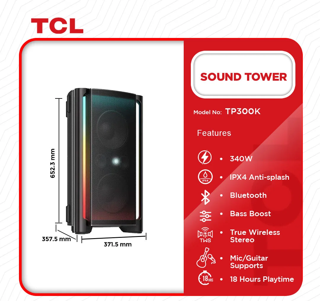 TCL 340W Sound Towers (TP300K) specification and features